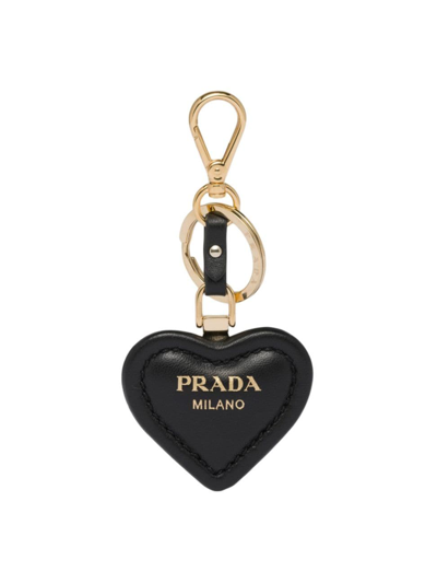 Shop Prada Women's Nappa Leather Key Ring In Black