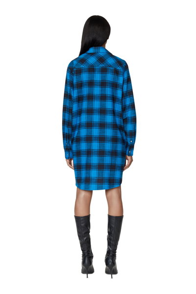 Shop Diesel Shirt Dress In Check Flannel In Multicolor