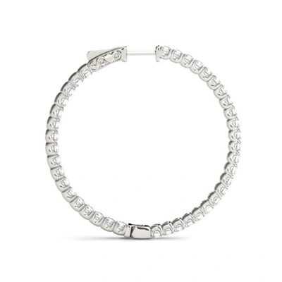 Pompeii3 1.80 Ct Ct Diamond Inside Outside Hoops Vault Lock 14k White Gold 30mm Tall In Multi