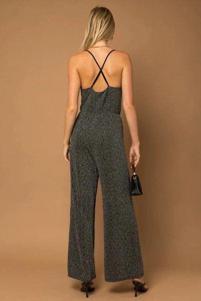Gilli Metallic Cowl Neck Jumpsuit In Grey