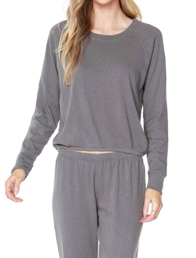 Shop Bobi Elastic Hem Sweatshirt In Carbon In Grey