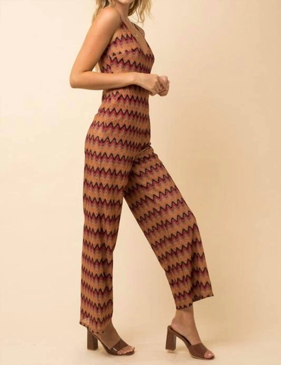 Gilli Crochet Chevron Jumpsuit In Multi