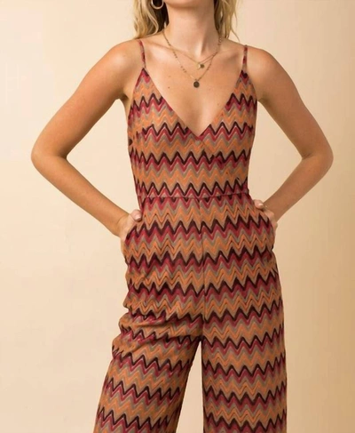 Gilli Crochet Chevron Jumpsuit In Multi