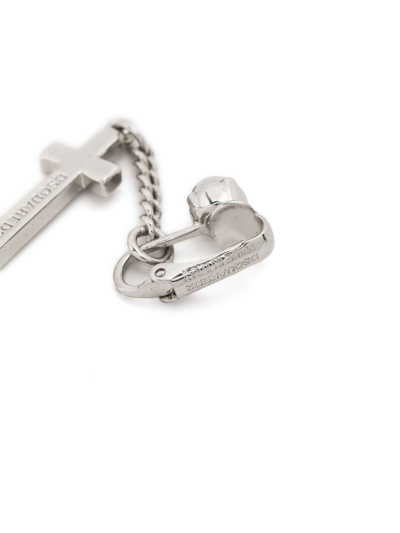 Dsquared2 Cross Pendant Clip-on Earring In Silver