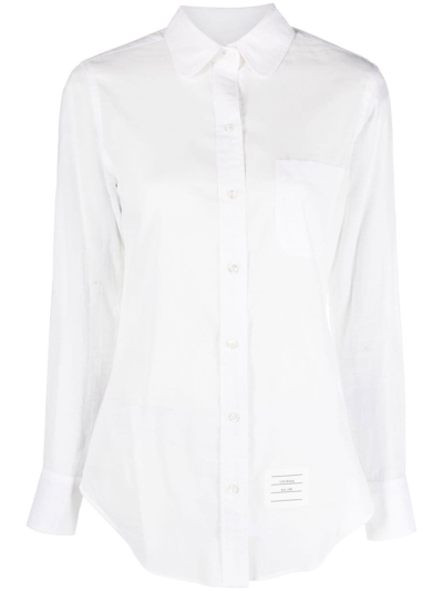 Shop Thom Browne Rounded-collar Cotton Shirt In White