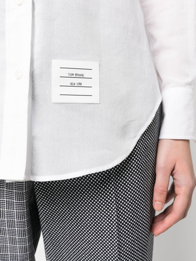Shop Thom Browne Rounded-collar Cotton Shirt In White