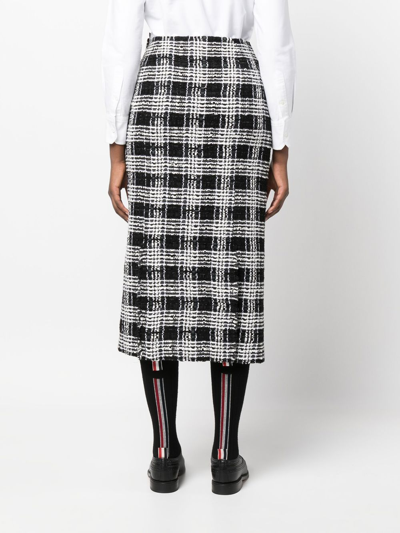 Shop Thom Browne Check-pattern Calf-length Skirt In Black