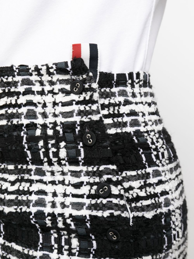 Shop Thom Browne Check-pattern Calf-length Skirt In Black