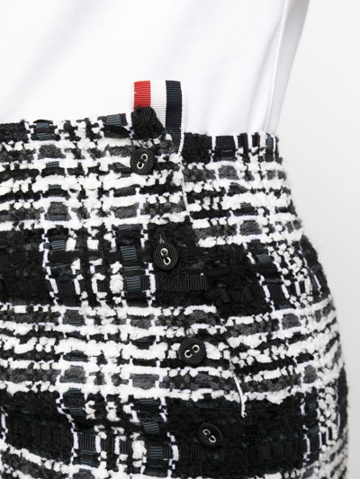 Thom Browne Check-pattern Calf-length Skirt In Black