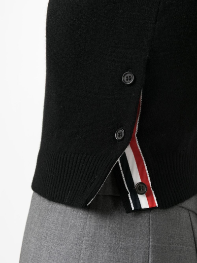 Thom Browne Cashmere Cropped Crew Neck Shell Top In Black