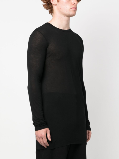 Rick Owens Long-sleeved Marl-knit T-shirt In Black