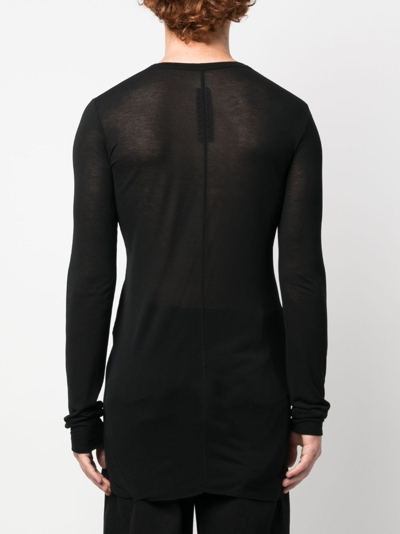 Rick Owens Long-sleeved Marl-knit T-shirt In Black