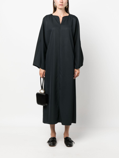 By Malene Birger Split-neck Kaftan Midi Dress In Black