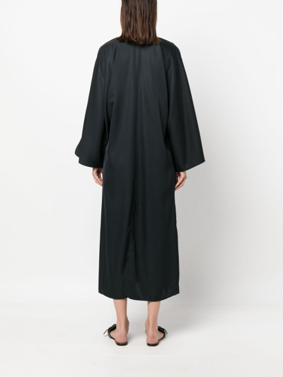 Shop By Malene Birger Split-neck Kaftan Midi Dress In Black