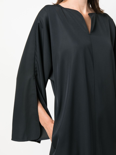 Shop By Malene Birger Split-neck Kaftan Midi Dress In Black