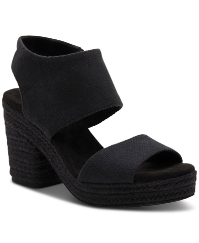 Shop Toms Women's Majorca Platform City Sandals In Black Basket Weave