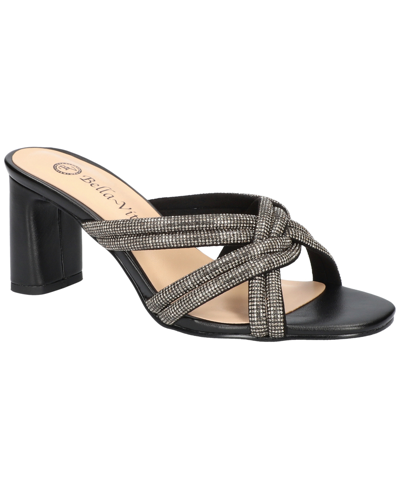 Bella Vita Carmen Womens Faux Leather Rhinestone Heels In Black Suede