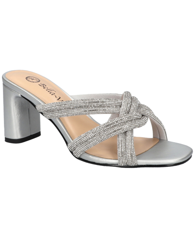 Shop Bella Vita Women's Carmen Heeled Slip On Sandals In Silver Suede