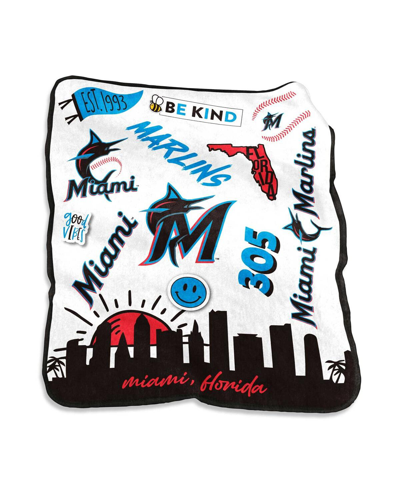 Logo Brands Miami Marlins 50'' X 60'' Native Raschel Plush Throw Blanket In Multi