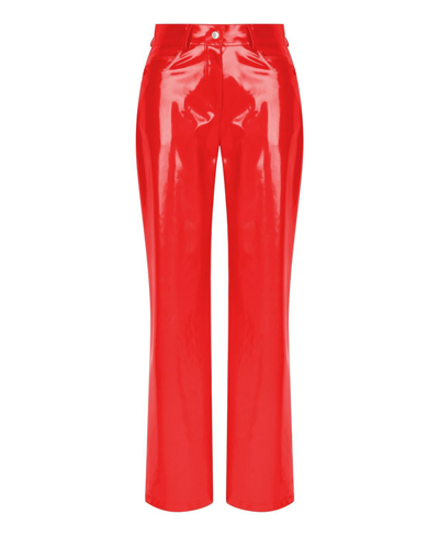 Shop Nocturne Women's Wide Leg Pleather Pants In Red
