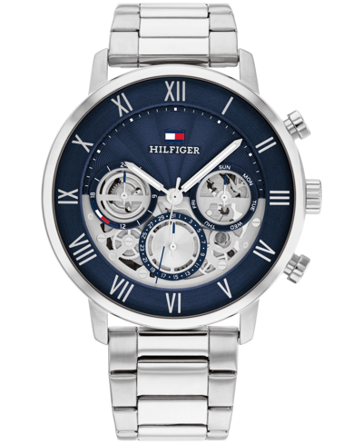 Shop Tommy Hilfiger Men's Multifunction Silver-tone Stainless Steel Bracelet Watch 44mm