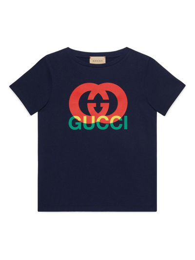 Shop Gucci Interlocking G Cotton T-shirt In Blau