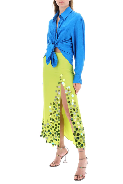 Shop Art Dealer Midi Skirt With Maxi Sequins In Green