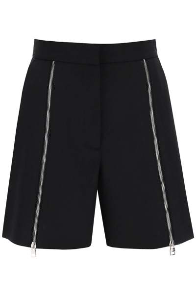 Shop Alexander Mcqueen Grain De Poudre Zipped Shorts In Black