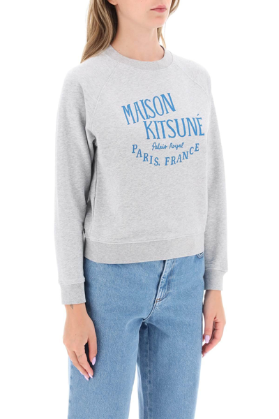 Shop Maison Kitsuné Crew-neck Sweatshirt With Print In Grey
