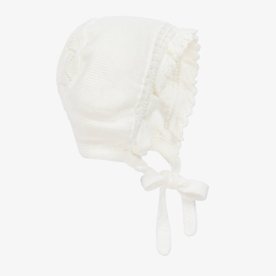 Shop Artesania Granlei Ivory Knitted Baby Bonnet