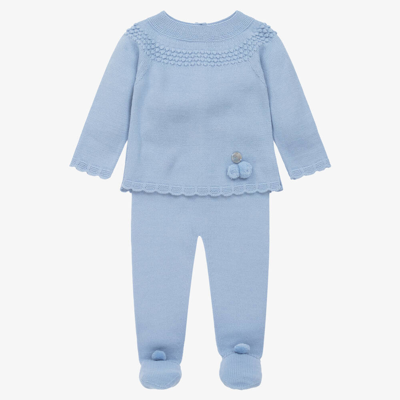 Shop Artesania Granlei Blue Knitted 2 Piece Babygrow