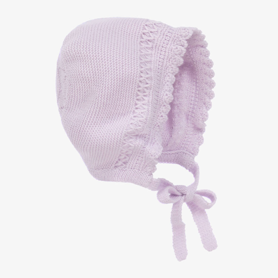 Shop Artesania Granlei Baby Girls Lilac Purple Knitted Bonnet