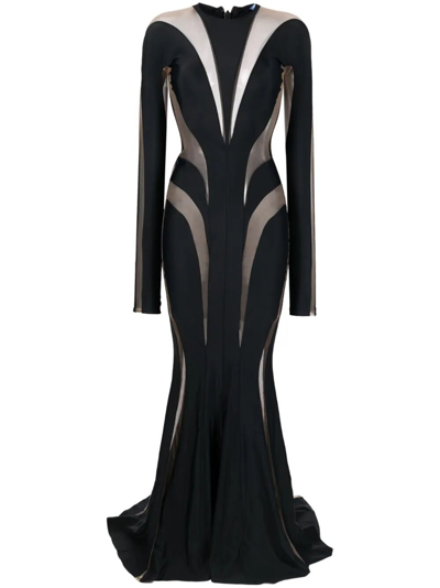 Shop Mugler Body Shaping Illusion Gown Dress In Black  