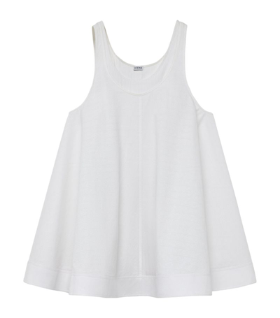 Shop Loewe Cotton-blend Trapeze Mini Dress In White