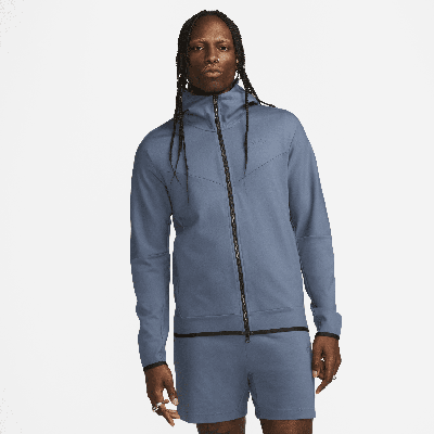 Shop Nike Men's  Sportswear Tech Fleece Lightweight Full-zip Hoodie Sweatshirt In Blue