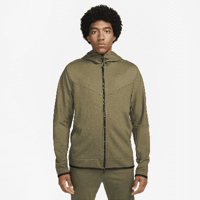 Shop Nike Men's  Sportswear Tech Fleece Lightweight Full-zip Hoodie Sweatshirt In Green