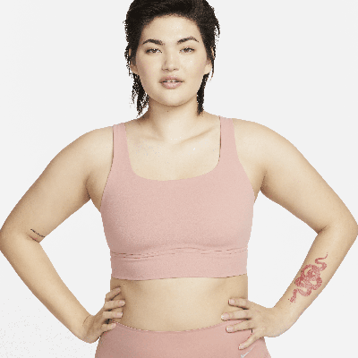 Shop Nike Women's Alate Ellipse Medium-support Padded Longline Sports Bra In Pink