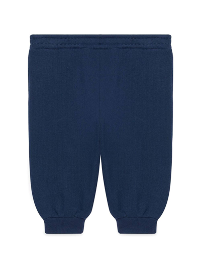 Gucci Logo-patch Cotton Track Pants In Blue