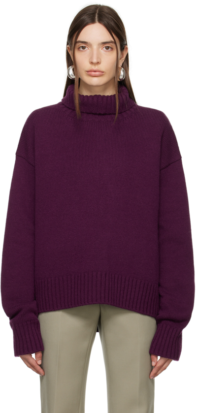 Shop Jil Sander Purple Droptail Sweater In 504 Bordeaux