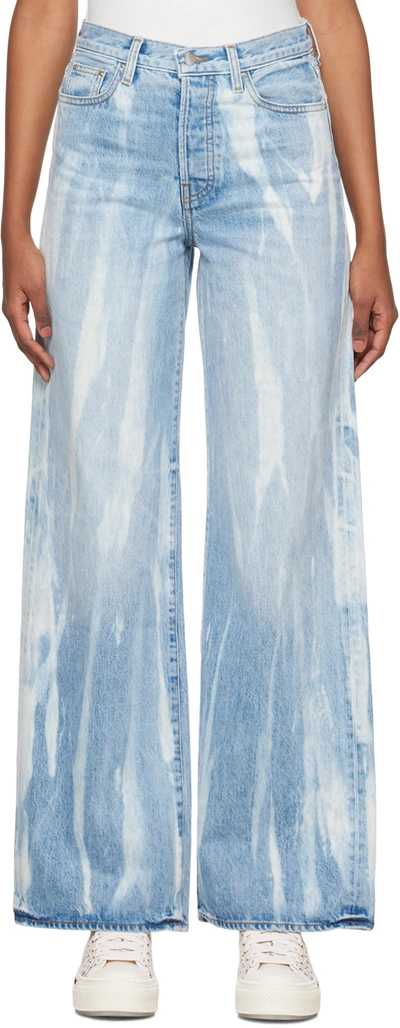 Shop Amiri Blue Wide Leg Jeans In Indigo Multi