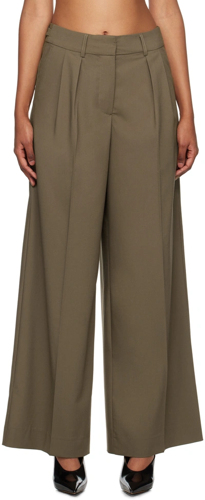 Shop Remain Birger Christensen Brown Wide Trousers In 19-0822 Tarmac