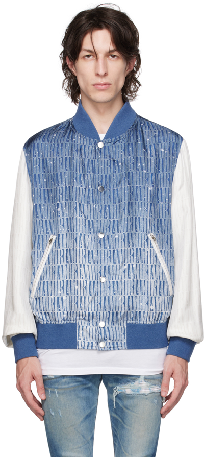 Shop Amiri Blue Printed Bomber Jacket