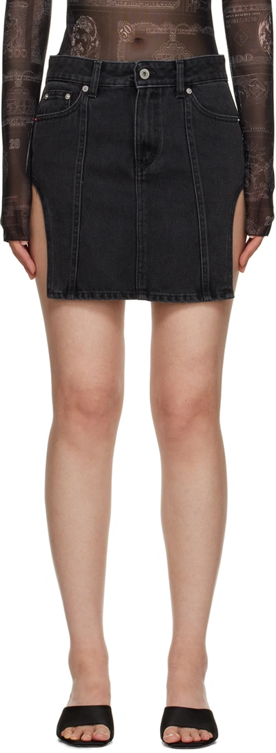 Heron Preston Denim Cutout Mini Skirt In Black No Color