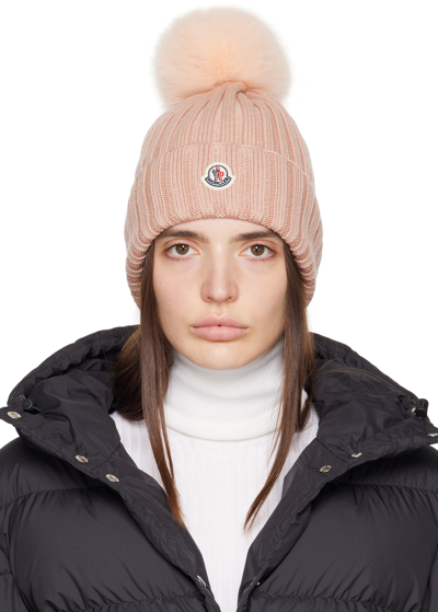 Shop Moncler Pink Pom-pom Beanie In 513 Pink