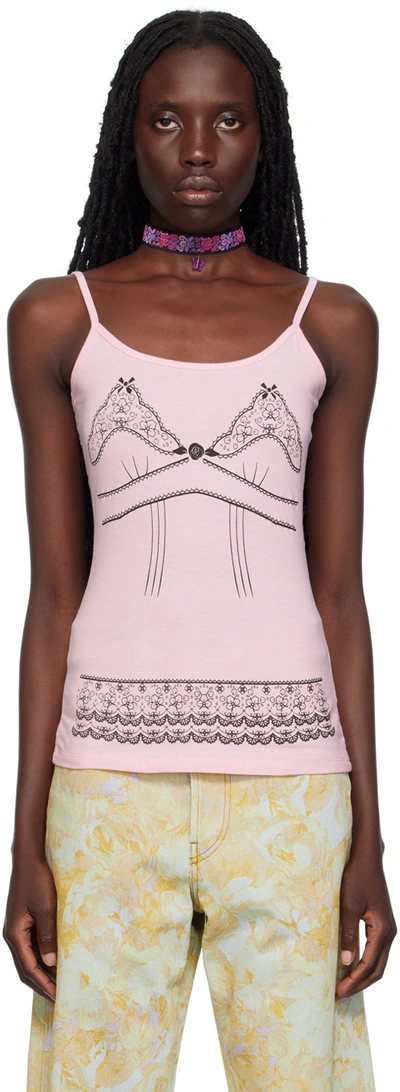 Shop Anna Sui Ssense Exclusive Pink Tank Top In Baby Pink/black
