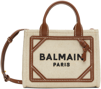 Shop Balmain Beige Mini B-army Bag In Gem Naturel/marron