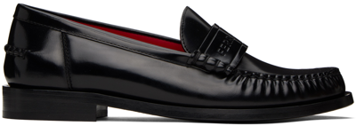 Shop Ferragamo Black Embossed Loafers In 001 Nero || Flame Re