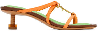Shop Jacquemus Orange Le Raphia 'les Sandales Basses Pralu' Heels In 710 Light Orange