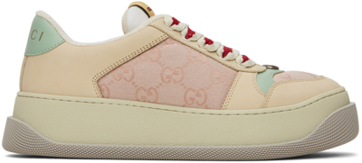 Shop Gucci Beige & Pink Screener Sneakers In 5644 Sk.ro-d.sk.r/du