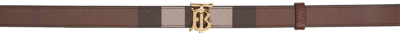 Shop Burberry Brown Check Reversible Tb Belt In Dark Birch Brown